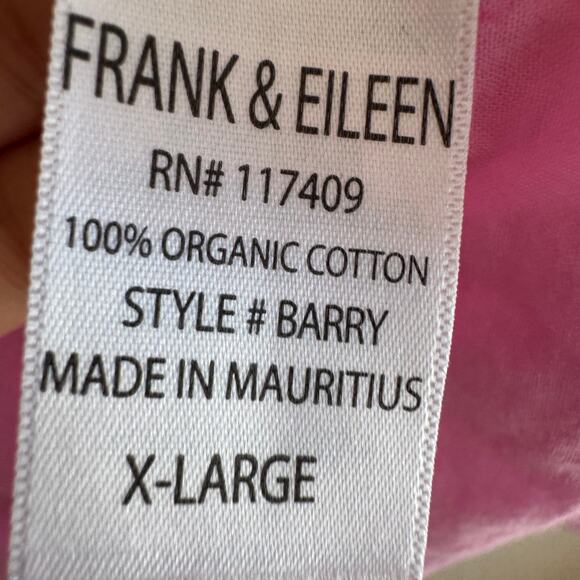 Frank & Eileen Cotton Barry Shirt Top Pink Button Front Collared Long Sleeve XL - Picture 4 of 6